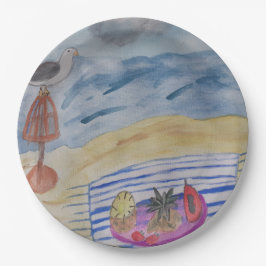 Möwen auf den Tellern aus Strandpapier Pappteller