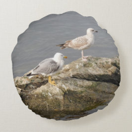 Möwen auf Rock Round Pillow Rundes Kissen