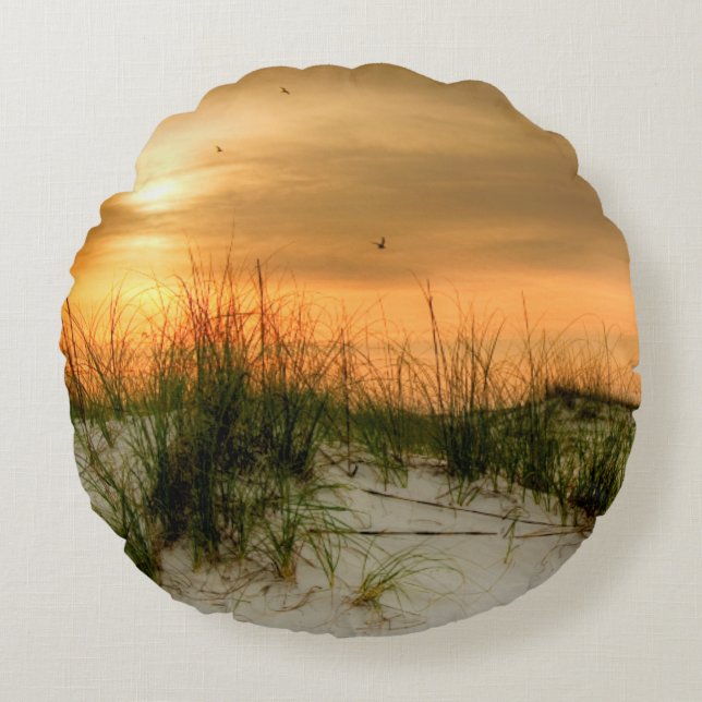 Möwen bei Sonnenaufgang Rundes Kissen (Vorderseite)