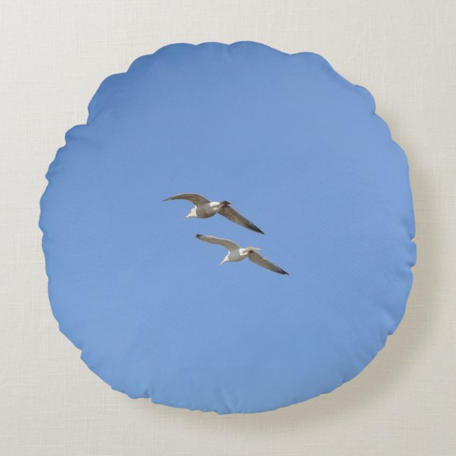Möwen, die hoch fliegen - rundes kissen (Vorderseite)
