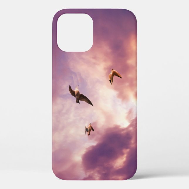 Möwen fliegen in einem Sonnenuntergang Himmel Case (Rückseite)