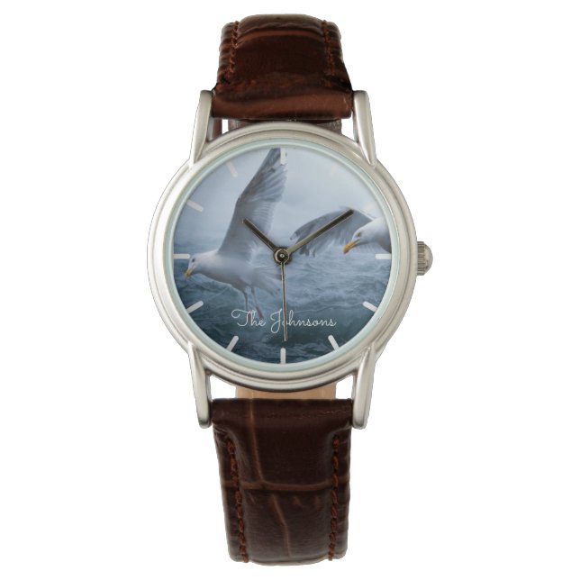 Möwen fliegen über das Meer Armbanduhr (Vorderseite)