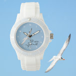 Möwen im fliegenfreien Geist Armbanduhr<br><div class="desc">Inspiriert durch die Fluchtfreiheit der Möwen gegen einen klaren blauen Himmel, kann diese wunderschöne Armbanduhr ihren freien Geist inspiriert und anerkennen. Der Vogel- oder Strandliebhaber wird diesen Küstenschatz Liebe geben. Es kann mit einem Namen oder Initialen personalisiert werden. Alle Bilder sind originelle Vogelfotografie von JLW_FOTOGRAFIE.</div>