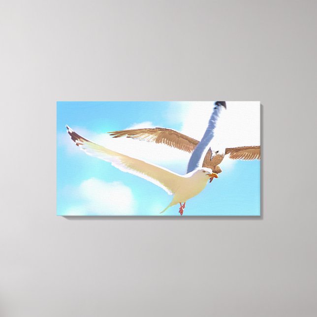 Möwen im Flight Wrapped Canvas Print Leinwanddruck (Vorderseite)