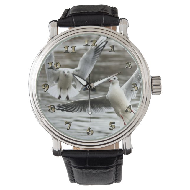 Möwen im Flug Armbanduhr (Vorderseite)