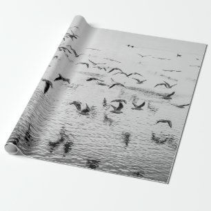 Möwen in Bewegung, Schwarz-Weiß-Fine-Art-Bild Geschenkpapier