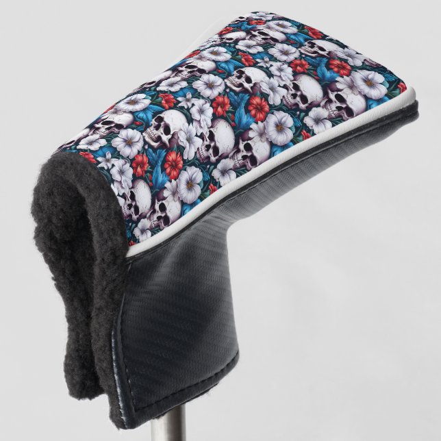 Möwen mit Rot-Weiß-Blume Golf Headcover (3/4 Vorderseite)