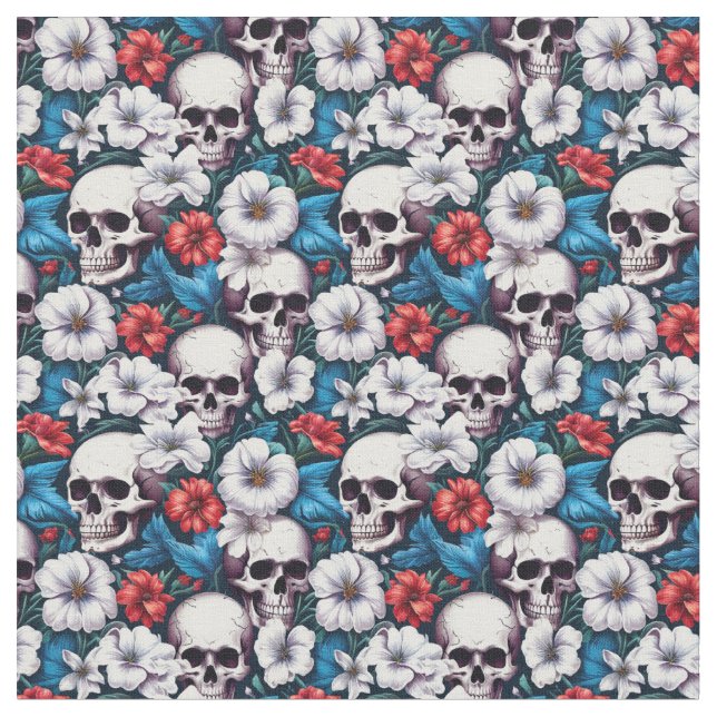 Möwen mit Rot-Weiß-Blume Stoff (Nahaufnahme)