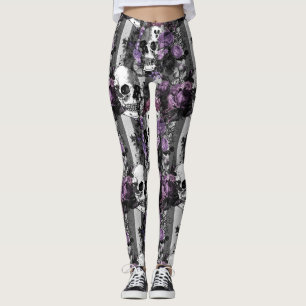 Möwen und violette Blumen Leggings