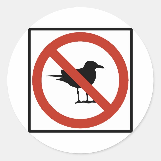 Möwen verboten runder aufkleber (Vorderseite)