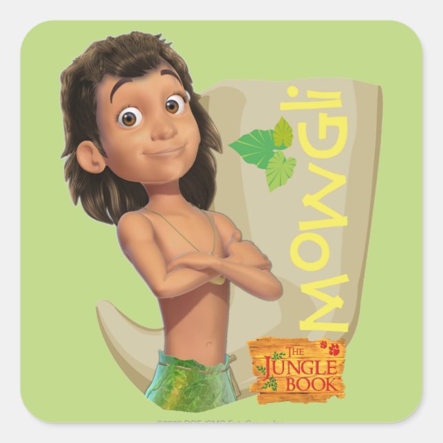 Mowgli 1 quadratischer aufkleber (Vorderseite)