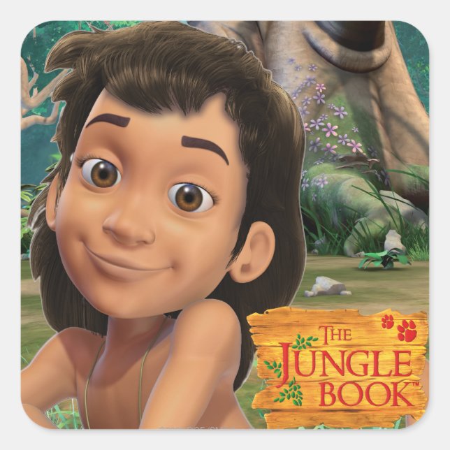 Mowgli 4 quadratischer aufkleber (Vorderseite)