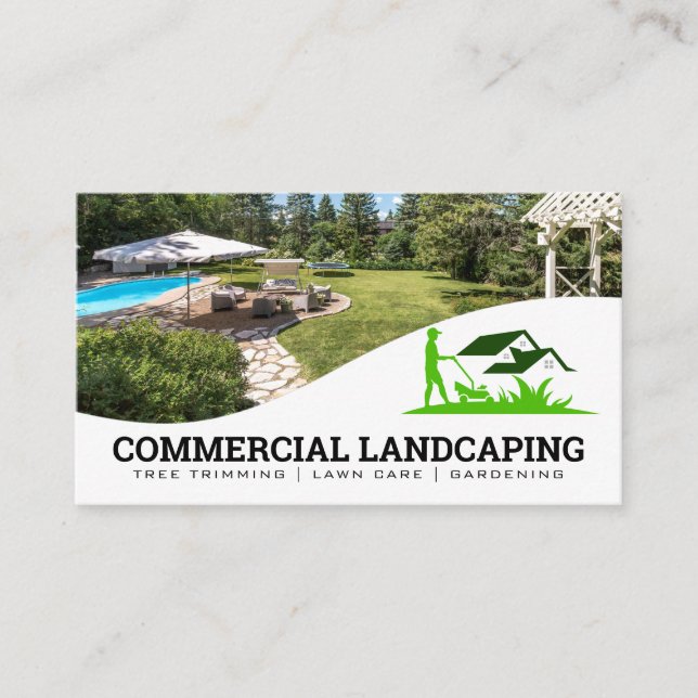 Mowing Lawn Landscaping-Logo | Hinterhof Visitenkarte (Vorderseite)