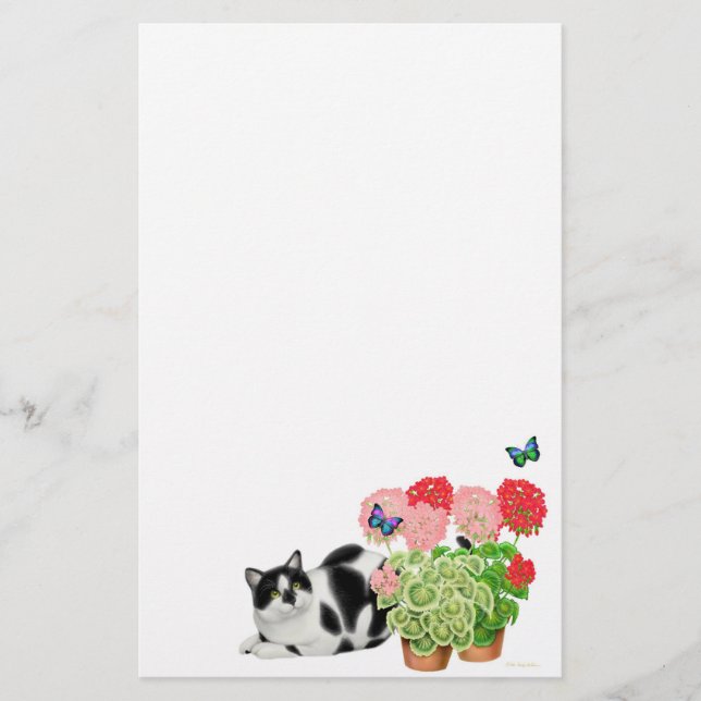 Moxie Cat & Butterfys Stationery Briefpapier (Vorderseite)