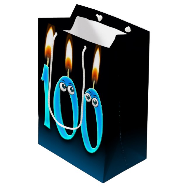 Moyen 100e Anniversaire Bougies Moyenne Cadeau Sac (Devant Angle)