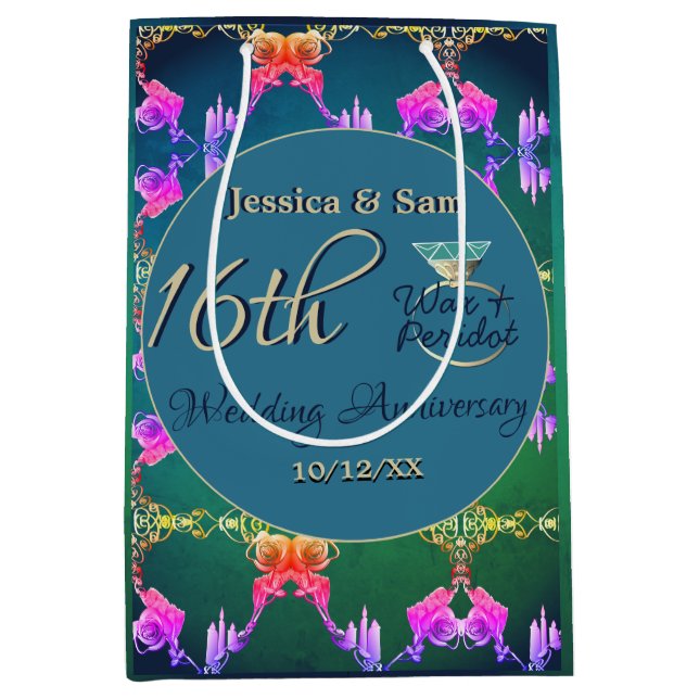 Moyen 16e Mariage, sac cadeau à fleur Statice (Devant)