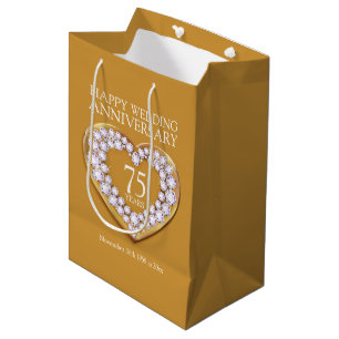 Moyen 75e anniversaire mariage sac cadeau photo