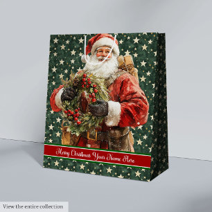 Moyen Aquarelle Sac cadeau de vacances Santa Claus - Per
