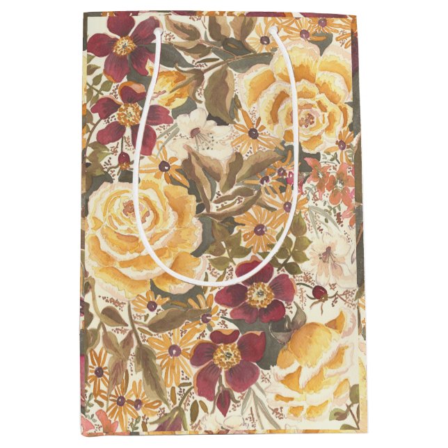 Moyen Beau sac cadeau d'automne fleuri (Devant)