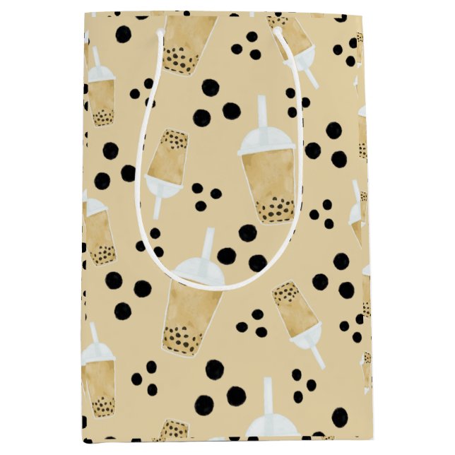 Moyen Boba Tea and Dots - Crème Cadeau Sac (Devant)