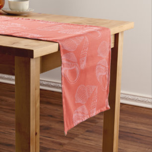 Moyen Chemin de table motif coquilles de plage rose