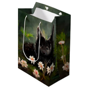 Moyen Chien noir chien chiot mignon sac cadeau chien