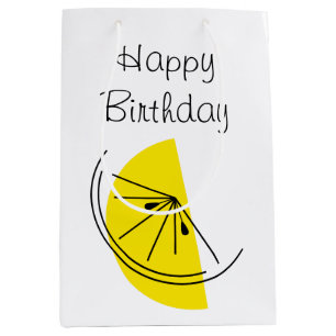 Moyen Citrus Lemon Joyeux sac cadeau d'anniversaire moye
