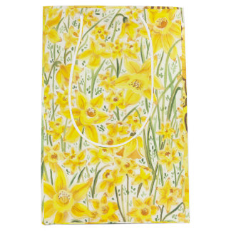 Moyen Daffodique Sac cadeau à fleurs jaunes