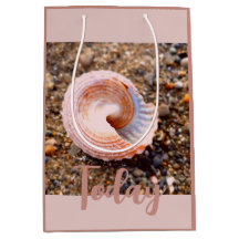 Élégant coquillage rose personnalisé sac cadeau