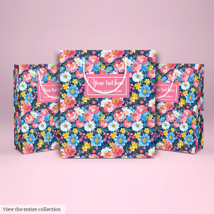 Moyen Elégant sac cadeau couleur pastel rose aquarelle m