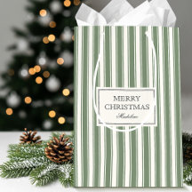 Élégant Sac Cadeau Personnalisé Vert Sauge Crème R