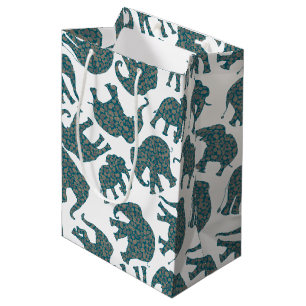 Moyen Eléphants personnalisés en paisley sur sac cadeau 