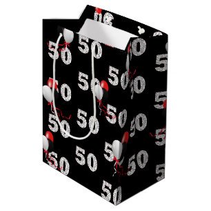 Moyen Happy 50th Birthday Balloons Medium Cadeau Sac