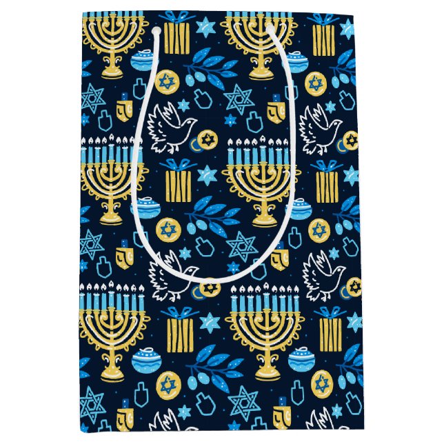 Moyen Happy Hanoukka Cadeau Sac (Devant)