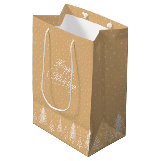 Moyen Happy Holidays Sac cadeau (Devant Angle)