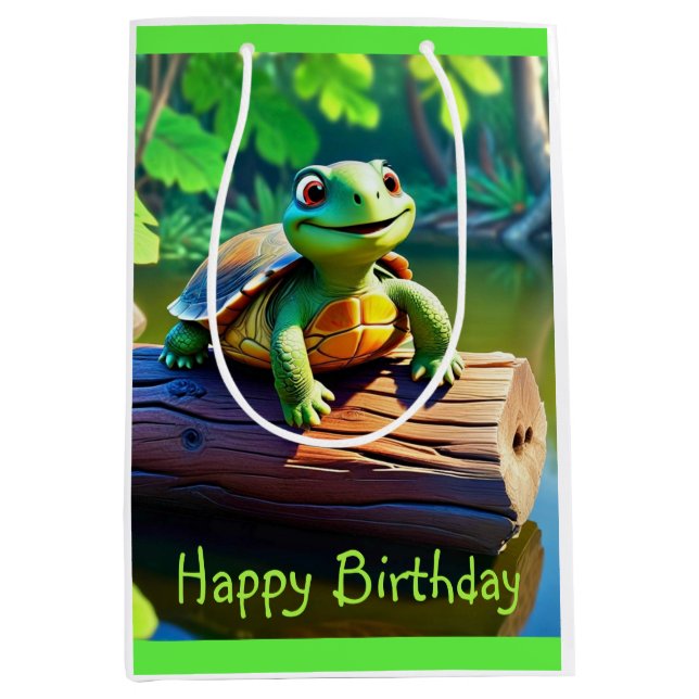 Moyen Happy Turtle Medium Cadeau Sac (Devant)