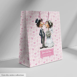 Moyen Humour Mariage de sac cadeau de mariée aquarelle