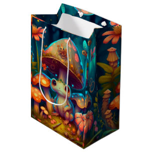 Moyen Joli elfes mignon jouer sous champignon sac cadeau