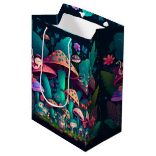 Moyen Joli elfes mignon jouer sous champignon sac cadeau