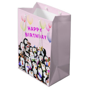 Moyen Joyeux Anniversaire Pingouin Sac cadeau amusant