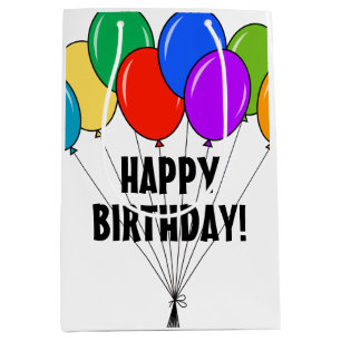 Moyen Joyeux sac cadeau d'anniversaire avec ballons colo