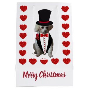 Moyen Joyeux sac cadeau de caniche de Noël