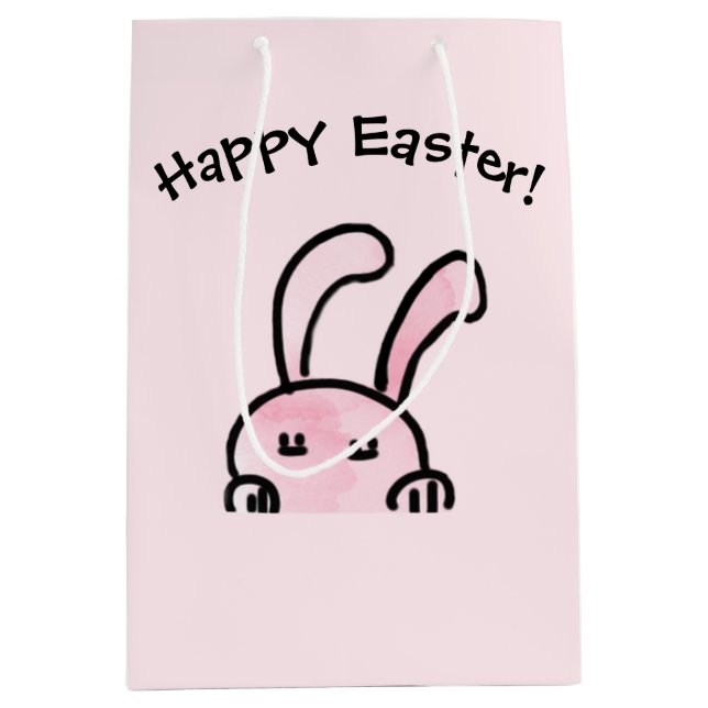 Moyen Joyeux sac cadeau Pâques rose (Devant)
