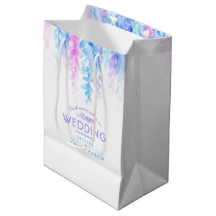 Moyen Mariage bleu rose fleurs merci pour le sac cadeau