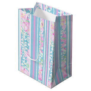 Moyen Papillons rose Pink Bleu Bleu Blancs Sac cadeau
