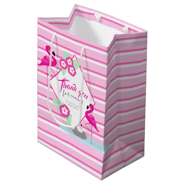 Moyen Pink flamingo merci sac cadeau baby shower (Devant Angle)