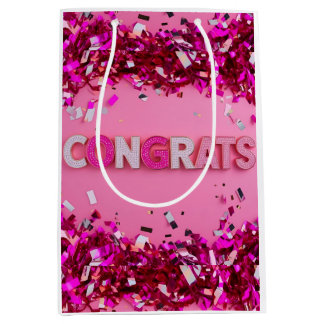 Moyen Pink Glam Félicitations Sac cadeau