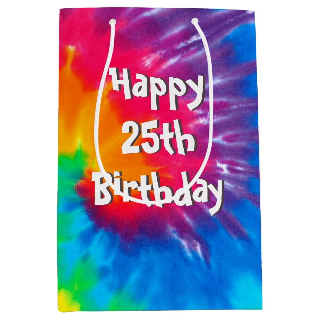 Moyen Psychedelic Tie Dye 25e Anniversaire Sac Cadeau Mo (Devant)