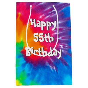 Moyen Psychedelic Tie Dye 55e Anniversaire Sac Cadeau Mo