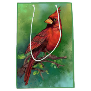 Moyen Sac à cadeau Cardinal Rouge du Nord